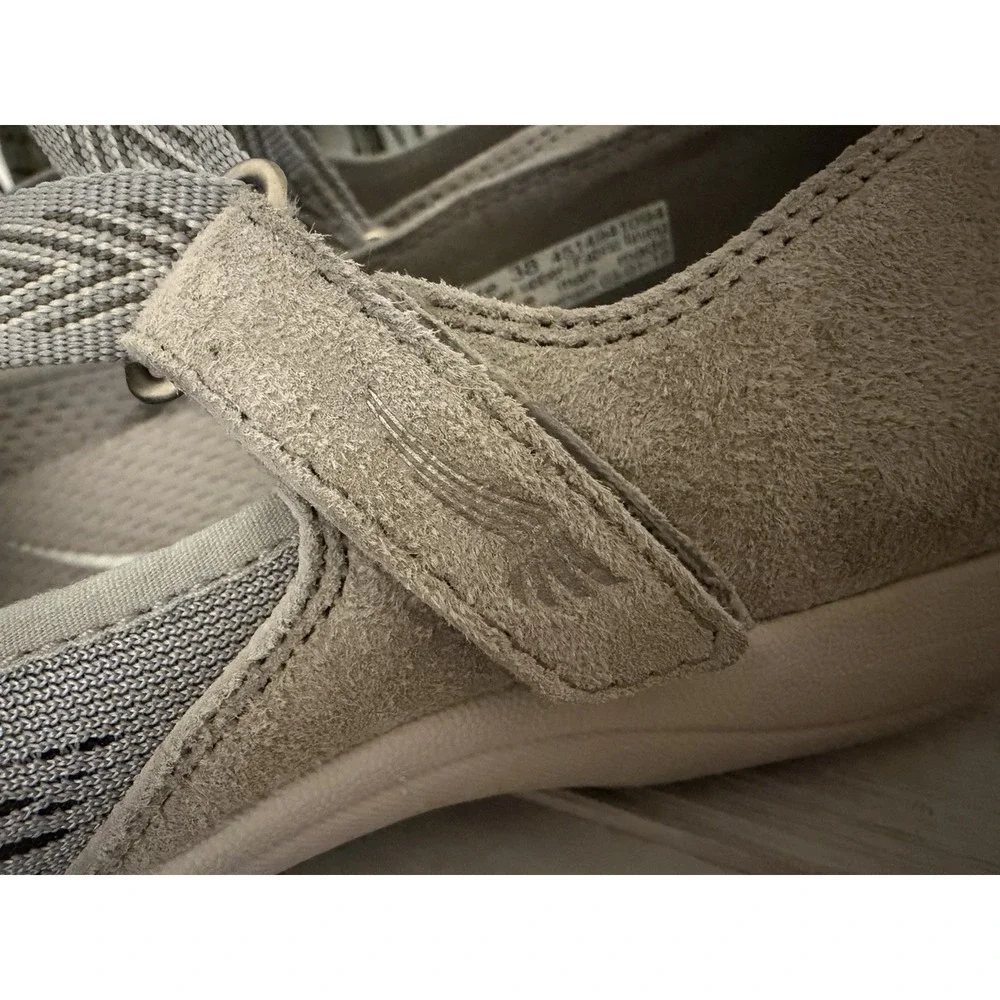 Dansko Sneakers Honor Walking Shoes Women 38 Stone Gray Suede Strappy Leather‎